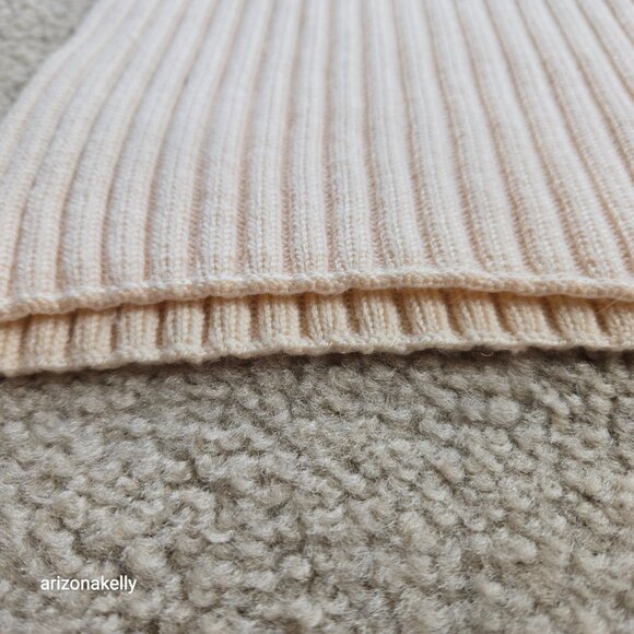 Eileen Fisher Ribbed Merino Ivory Thick Scarf TINY FLAW wool soft - Picture 8 of 16